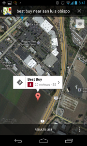 Best Buy SLO location in Google maps on a Nexus 4