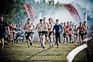 Starting line at the spartan race by Brent Doscher via Wikimedia commons.