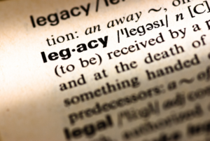 Dictionary text showing definitions of legacy but blurred